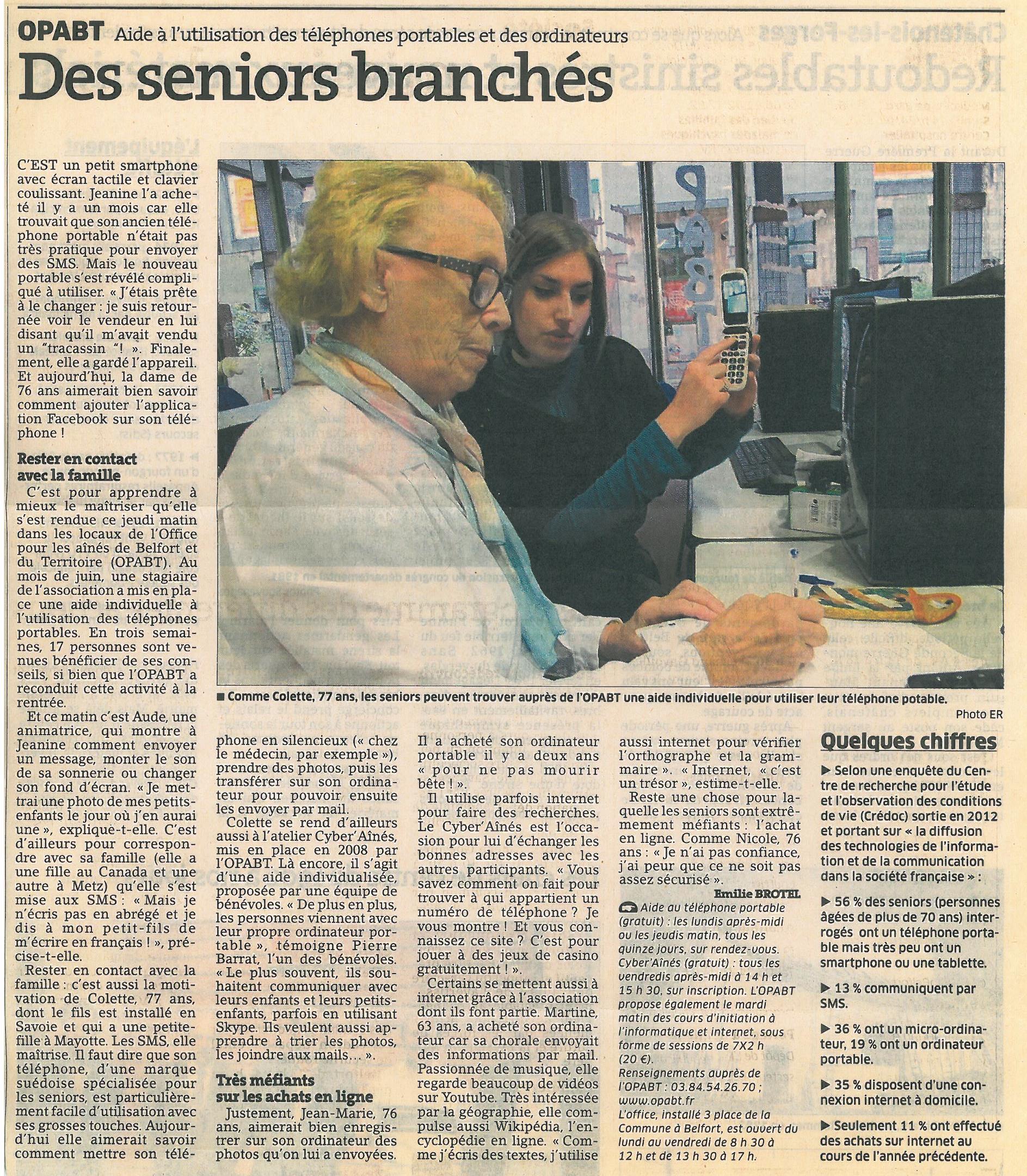 "Des seniors branchés " - Est Républicain 17/10/2013